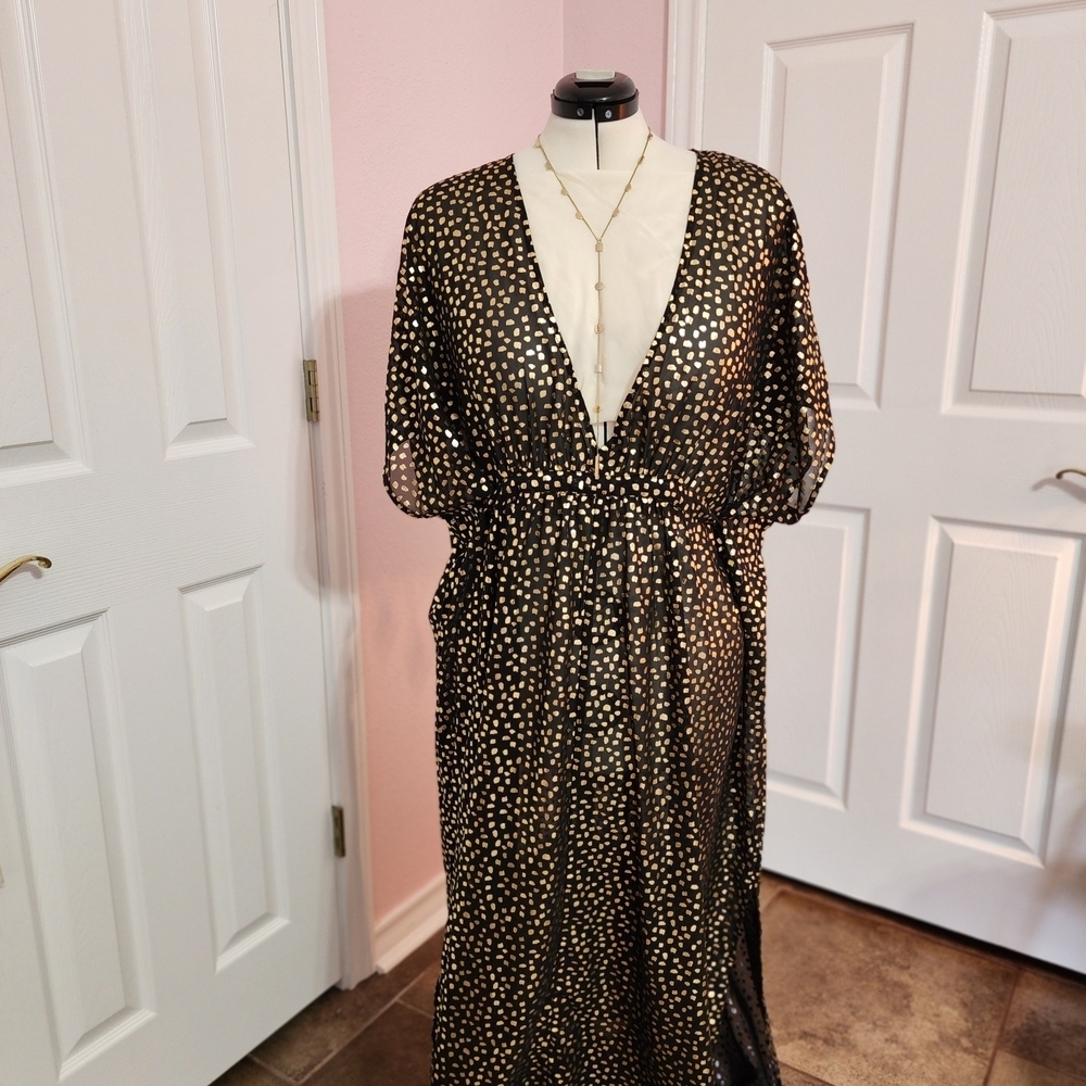 Swimsuits For All Black and Gold Maxi Dress